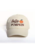 Hello Pumpkin Embroidered Fall Baseball Cap