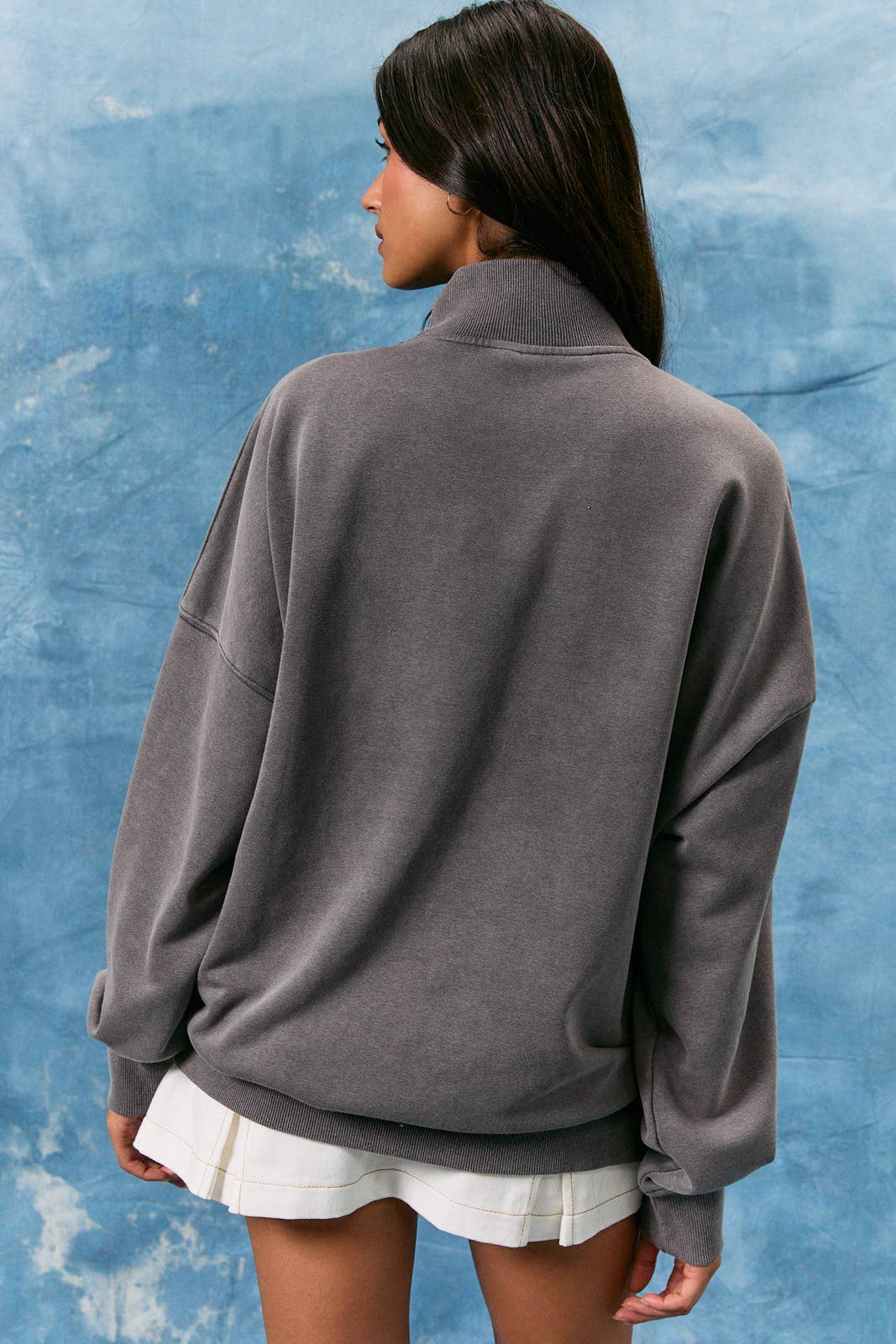 OVERSIZED REVERSIBLE "AMERICAN CLASSIC" MOCK NECK SWEATSHIRT