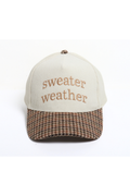 SWEATER WEATHER Embroidered Corduroy Plaid Brim Fall Cap