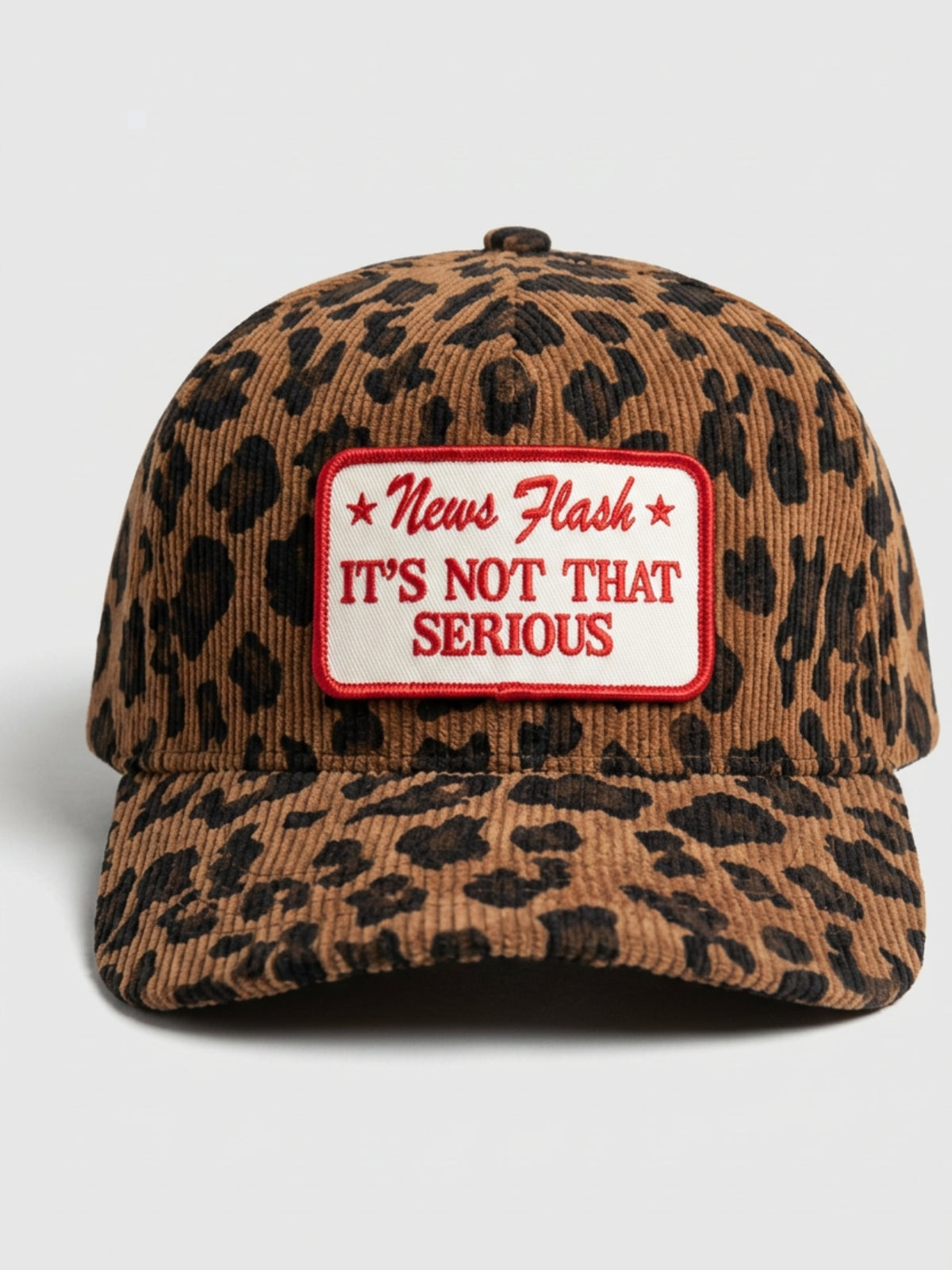 News Flash It’s Not That Serious Leopard Corduroy Patch Hat