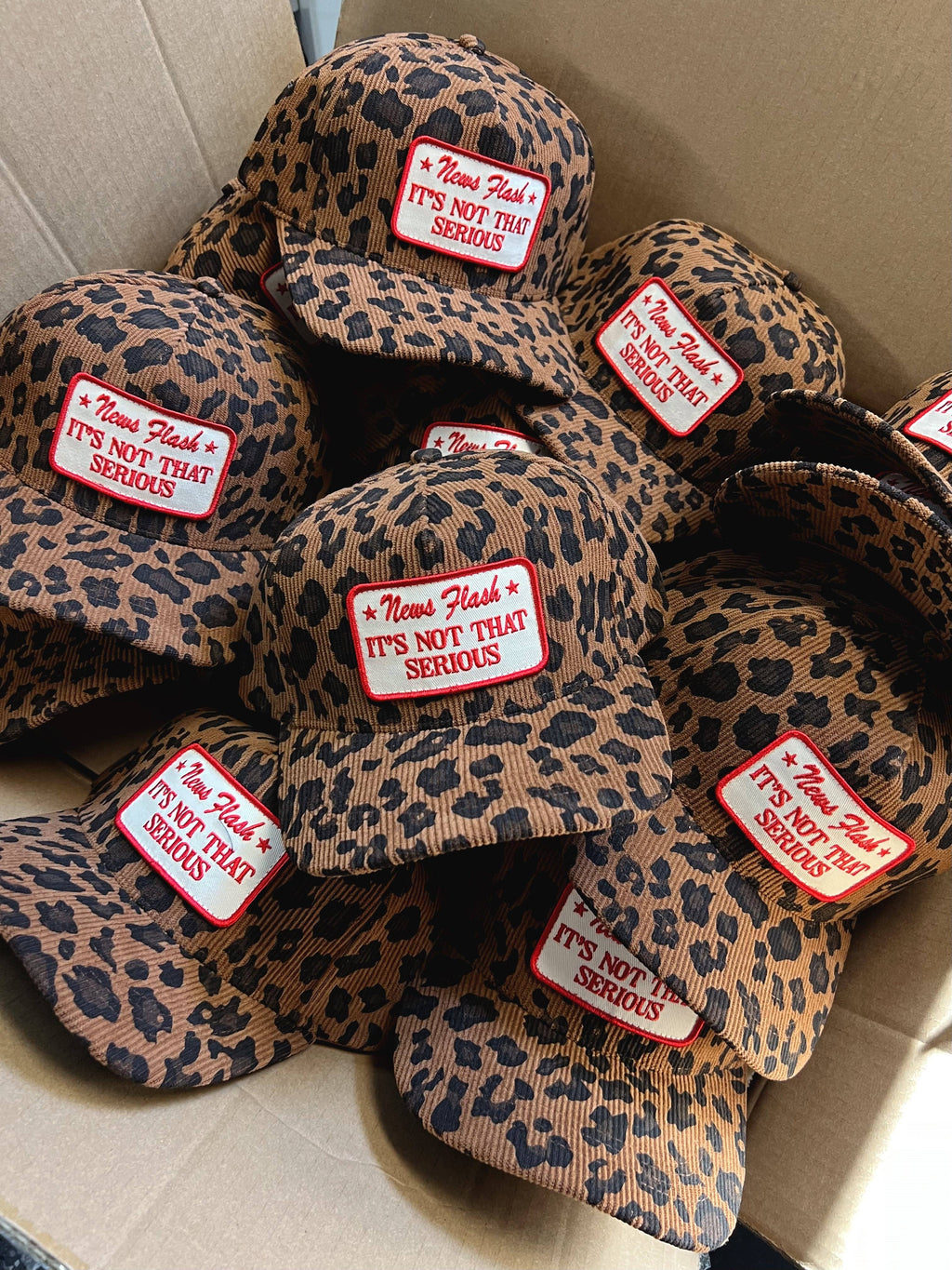 News Flash It’s Not That Serious Leopard Corduroy Patch Hat